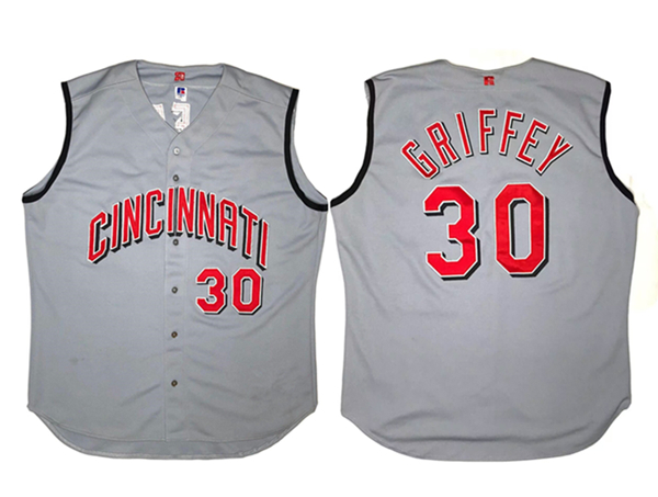 Men's Cincinnati Reds #30 Ken Griffey Jr. Gray Stitched Baseball Jersey