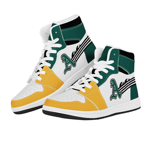 Women's Oakland Athletics AJ High Top Leather Sneakers 001