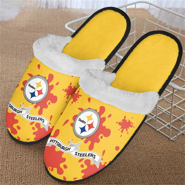 Men's Pittsburgh Steelers Team Logo Staycation Slippers/Shoes(Pls check description for details) 001