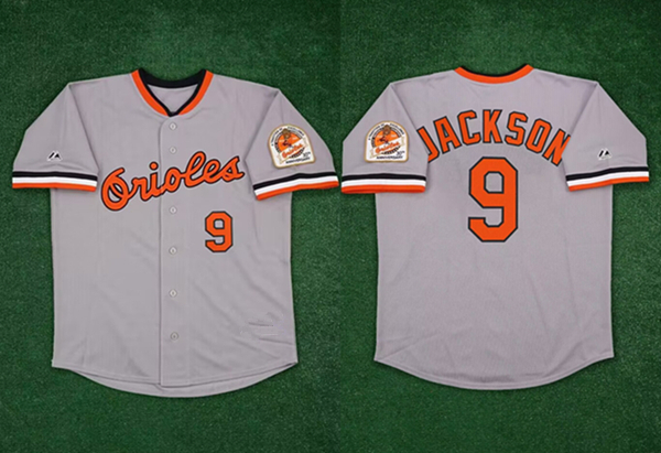 Men's Baltimore Orioles #9 Reggie Jackson Gray 1984 Cooperstown 30th Anniversary Stitched Jersey