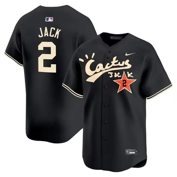 Men's Houston Astros #2 David Jack Black Cactus Jack Vapor Premier Limited Stitched Baseball Jersey