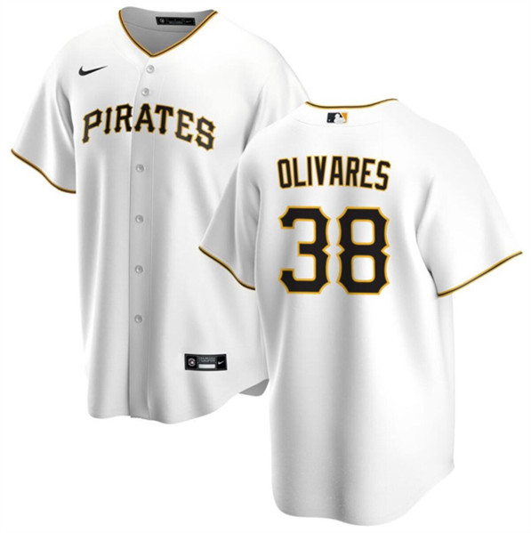Men's Pittsburgh Pirates #38 Edward Olivares White Cool Base Stitched Baseball Jersey
