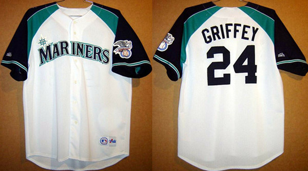 Men's Seattle Mariners #24 Ken Griffey White Stitched Jersey
