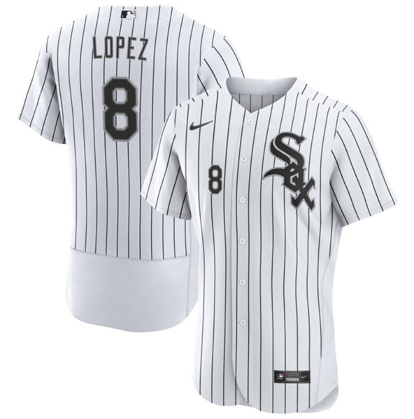 Men's Chicago White Sox #8 Nicky Lopez White Flex Base Stitched Baseball Jersey