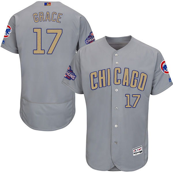 Men's Chicago Cubs #17 Mark Grace World Series Champions Gold Program Flexbase Stitched MLB Jersey
