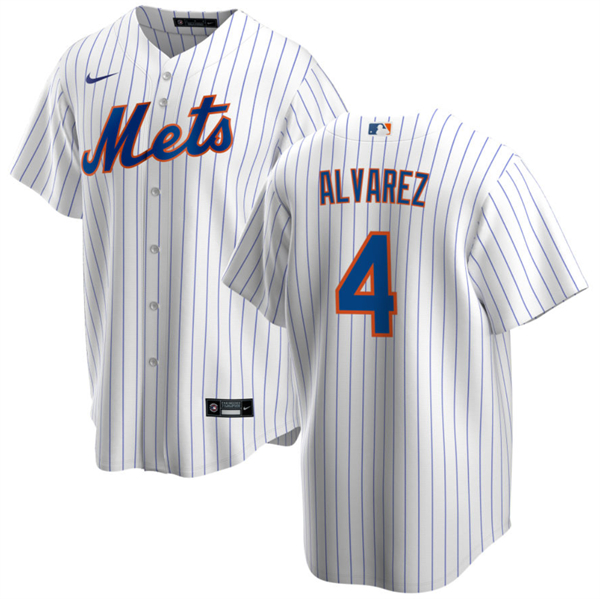 Men's New York Mets #4 Francisco Álvarez White Cool Base Stitched Baseball Jersey