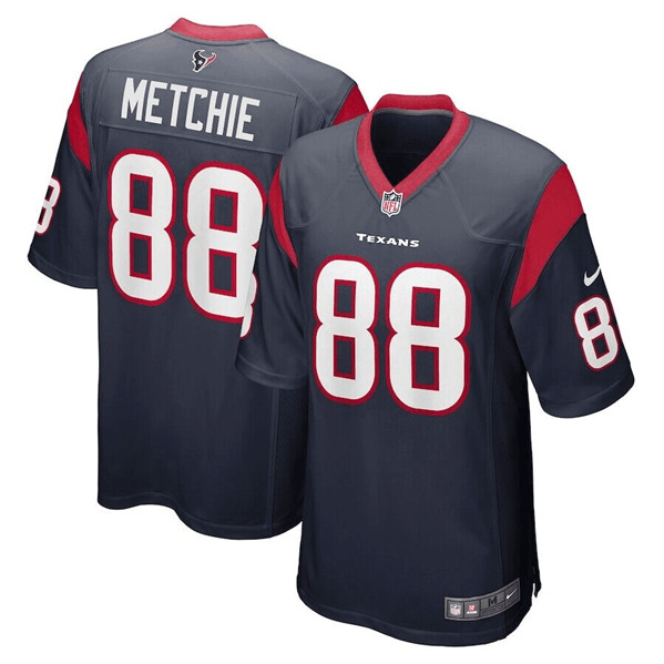 Men's Houston Texans #88 John Metchie Navy Stitched Game Jersey