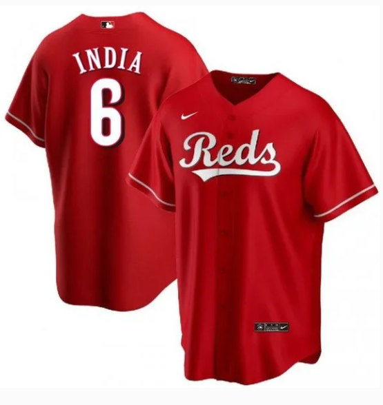 Men's Cincinnati Reds #6 Jonathan India Red Cool Base Stitched Baseball Jersey