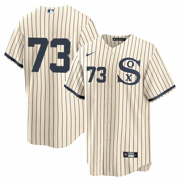 Men's Chicago White Sox #73 Yermin Mercedes 2021 Cream/Navy Field of Dreams Cool Base Stitched Jersey