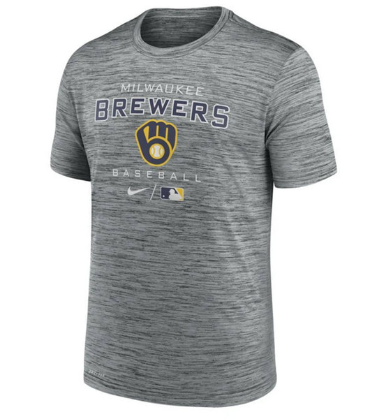Men's Milwaukee Brewers Gray Legend Velocity T-Shirt
