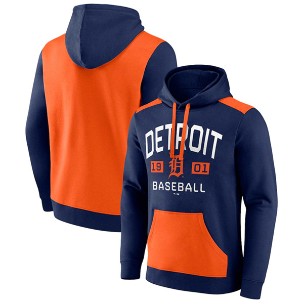 Men's Detroit Tigers Navy/Orange Chip In Pullover Hoodie