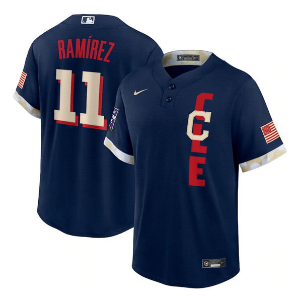 Men's Cleveland Indians #11 José Ramírez 2021 Navy All-Star Cool Base Stitched MLB Jersey