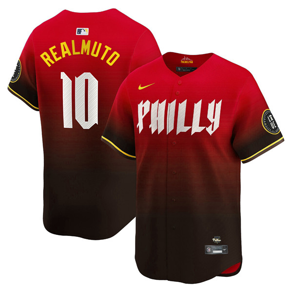 Men's Philadelphia Phillies #10 J.T. Realmuto Red 2024 City Connect Limited Stitched Jersey