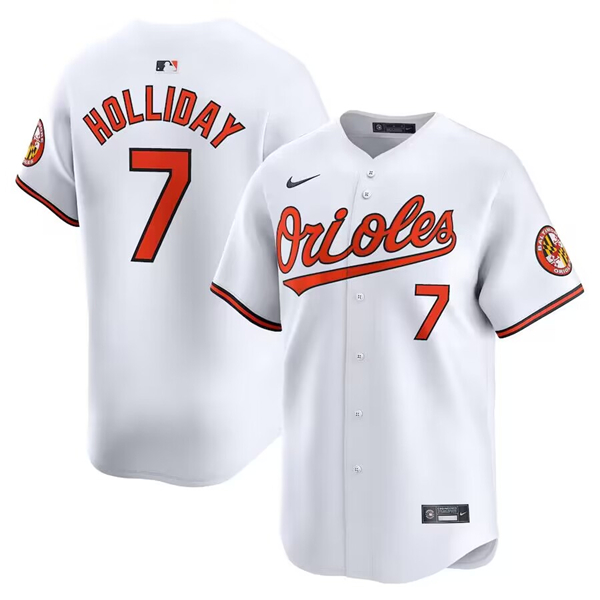 Men's Baltimore Orioles #7 Jackson Holliday White 2024 Home Limited Cool Base Stitched Baseball Jersey