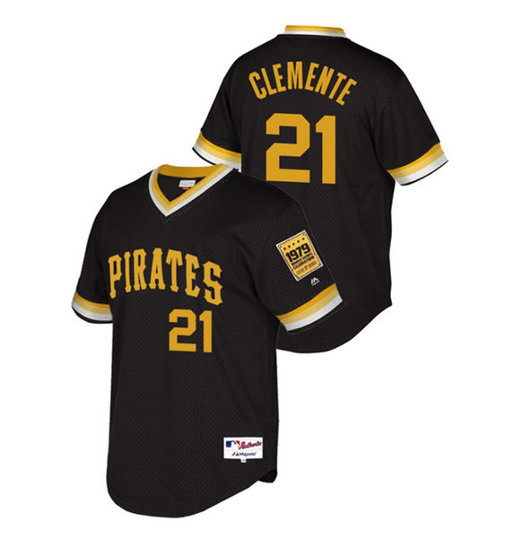 Men's Pittsburgh Pirates #21 Roberto Clemente Black Stitched Jersey
