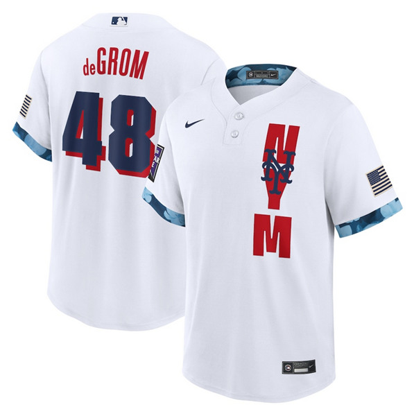 Men's New York Mets #48 Jacob deGrom 2021 White All-Star Cool Base Stitched MLB Jersey
