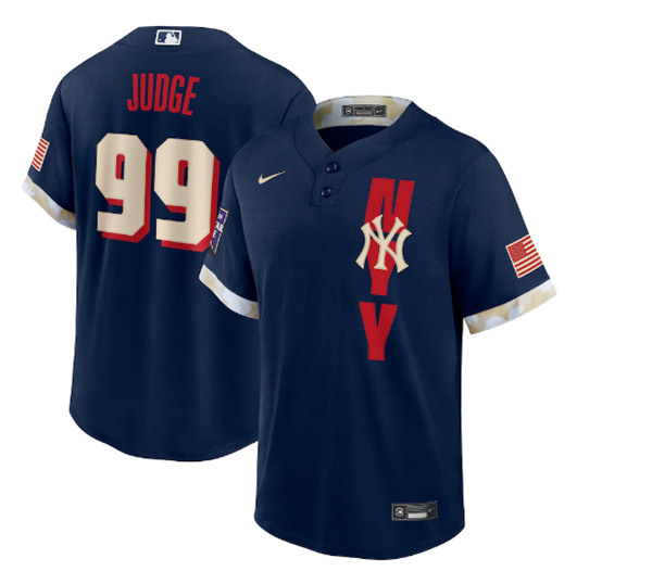 Men's New York Yankees #99 Aaron Judge 2021 Navy All-Star Cool Base Stitched MLB Jersey
