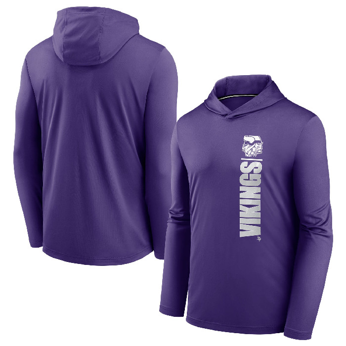 Men's Minnesota Vikings Purple Fan Gear Team Stack Hoodie Performance Long Sleeve T-Shirt