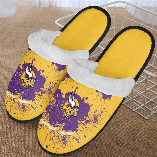 Men's Minnesota Vikings Team Logo Staycation Slippers/Shoes(Pls check description for details) 001