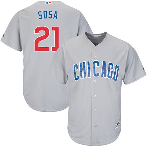 Men's Chicago Cubs #21 Sammy Sosa Gray Road Stitched Baseball Jersey