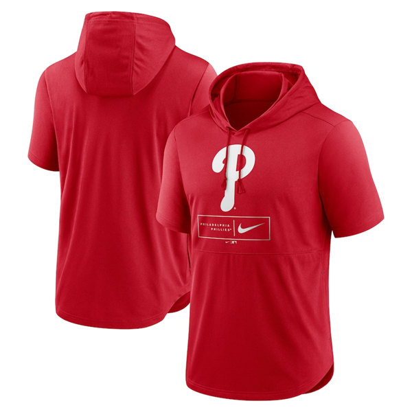Men's Philadelphia Phillies Red Short Sleeve Pullover Hoodie [MLB ...