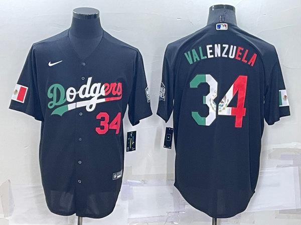 Men's Los Angeles Dodgers #34 Toro Valenzuela Mexico Black Cool Base Stitched Baseball Jersey