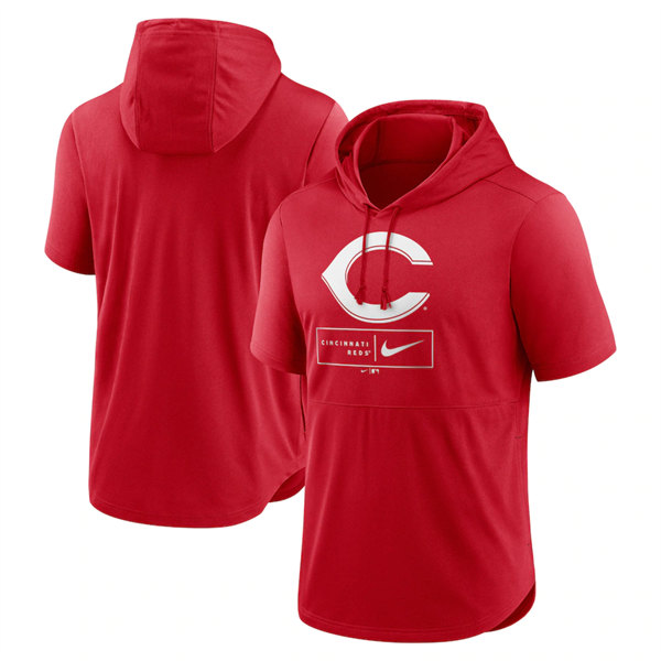 Men's Cincinnati Reds Red Short Sleeve Pullover Hoodie