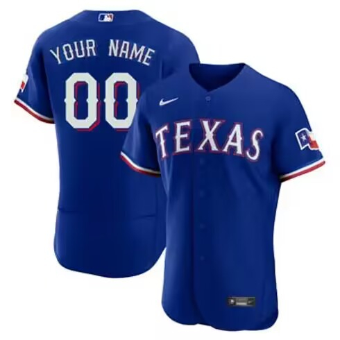 Men's Texas Rangers Customized Royal Flex Base Stitched Jersey