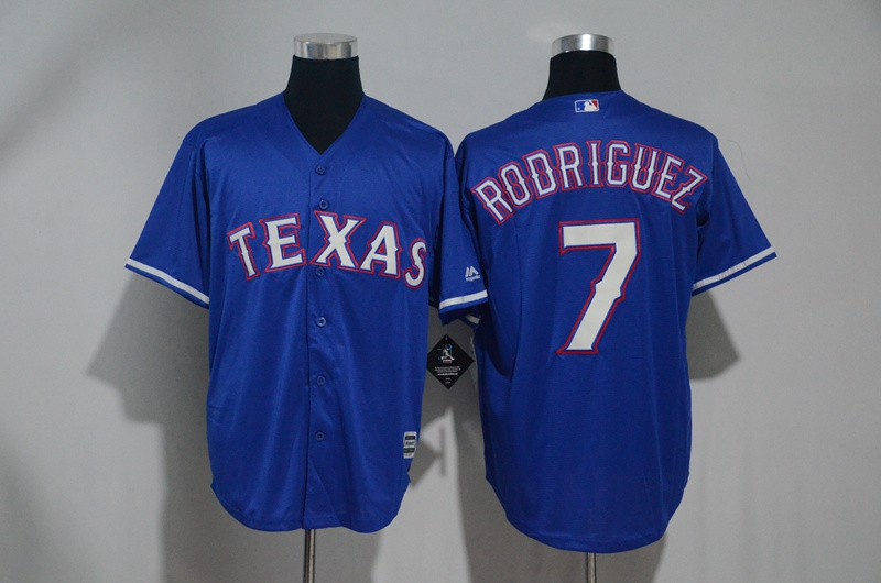 Men's Texas Rangers #7 Ivan Rodriguez Blue Cool Base Stitched MLB Jersey