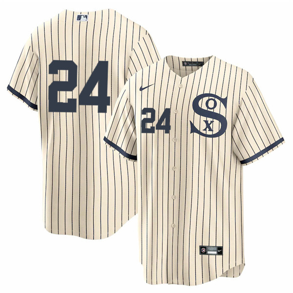 Men's Chicago White Sox #24 Yasmani Grandal 2021 Cream/Navy Field of Dreams Cool Base Stitched Jersey