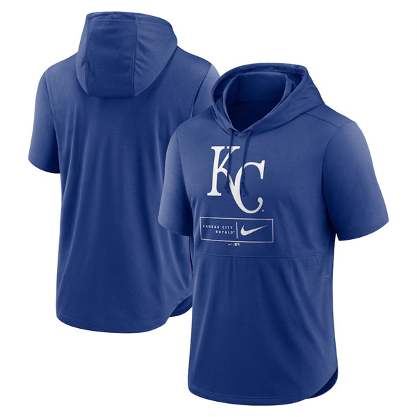 Men's Kansas City Royals Blue Short Sleeve Pullover Hoodie