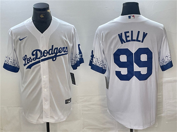 Men's Los Angeles Dodgers #99 Joe Kelly White City Connect Cool Base Stitched Baseball Jersey