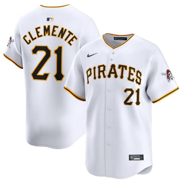 Men's Pittsburgh Pirates #21 Roberto Clemente White Home Limited Baseball Stitched Jersey