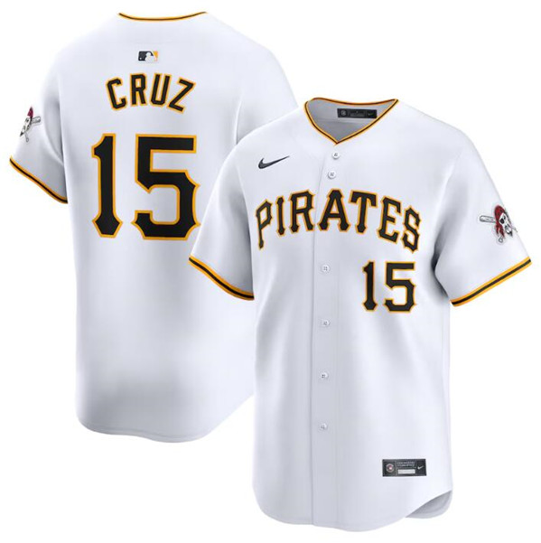 Men's Pittsburgh Pirates #15 Oneil Cruz White Home Limited Baseball Stitched Jersey
