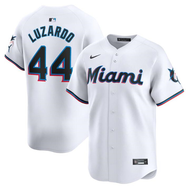 Men's Miami Marlins #44 Jesus Luzardo White 2024 Home Limited Stitched Baseball Jersey