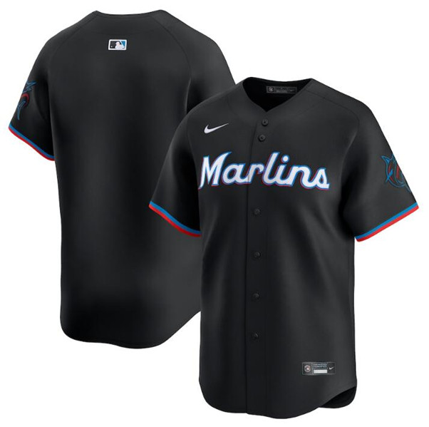 Men's Miami Marlins Blank Black 2024 Alternate Limited Stitched Baseball Jersey