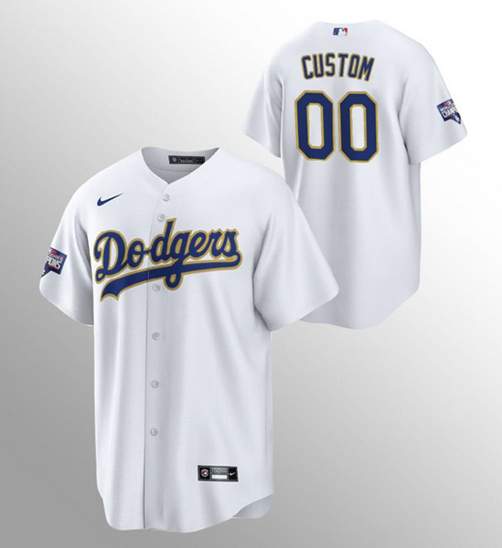 Men's Los Angeles Dodgers Customized 2021 Gold Program White Stitched MLB Jersey