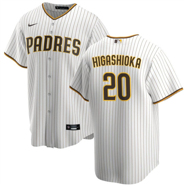 Men's San Diego Padres #20 Kyle Higashioka White Cool Base Stitched Baseball Jersey