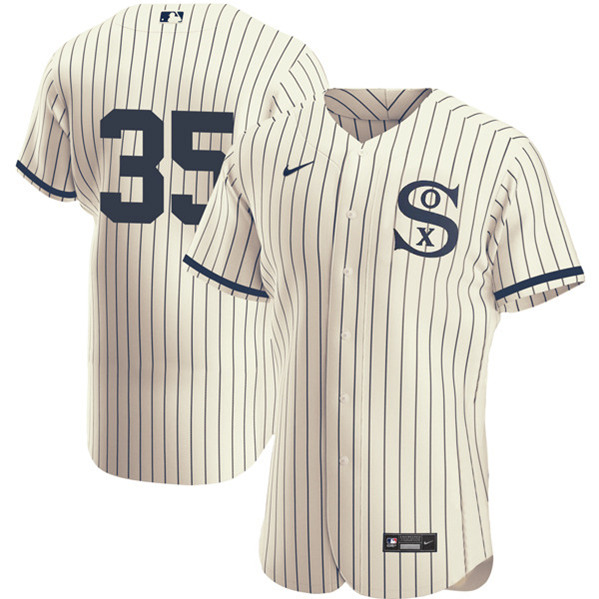 Men's Chicago White Sox #35 Frank Thomas 2021 Cream/Navy Field of Dreams Flex Base Stitched Jersey