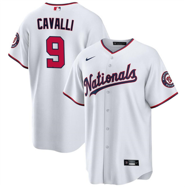 Men's Washington Nationals #9 Cade Cavalli White Cool Base Stitched Baseball Jersey