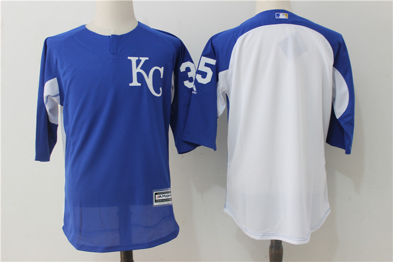 Men's Kansas City Royals #35 Eric Hosmer Royal/White Authentic Collection On-Field 3/4 Sleeve Batting Practice Stitched MLB Jersey