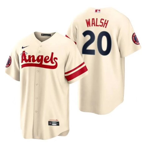 Men's Los Angeles Angels #20 Jared Walsh 2022 Cream City Connect Cool Base Stitched Jersey