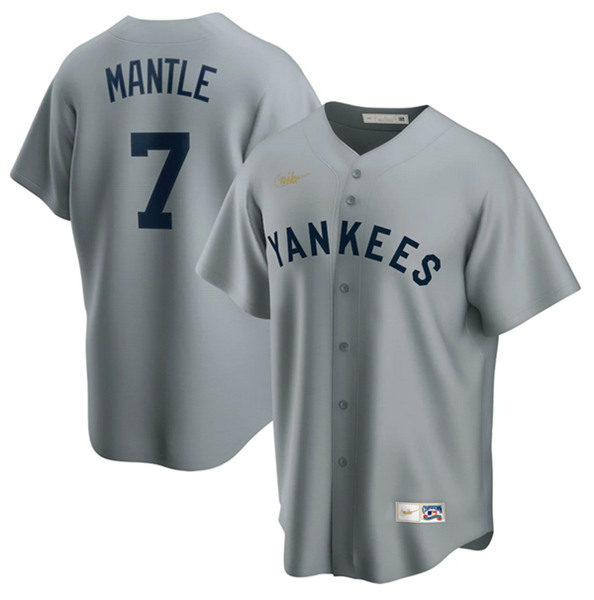 Men's New York Yankees #7 Mickey Mantle Gray Cool Base Stitched MLB Jersey