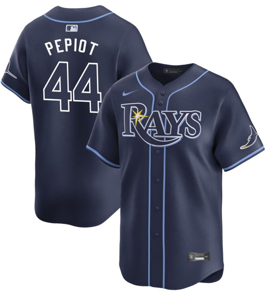 Men's Tampa Bay Rays #44 Ryan Pepiot Navy 2024 Away Limited Stitched Baseball Jersey
