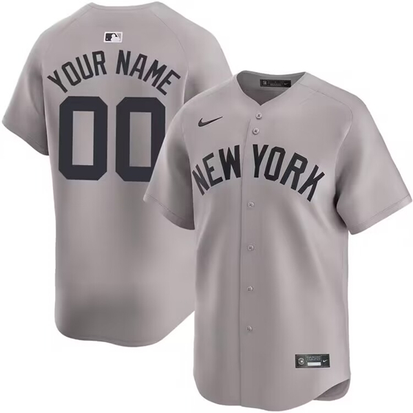 Men's New York Yankees ACTIVE PLAYER Custom Gray Cool Base Stitched Baseball Jersey
