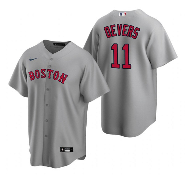 Men's Boston Red Sox #11 Rafael Devers Grey Cool Base Stitched Jersey