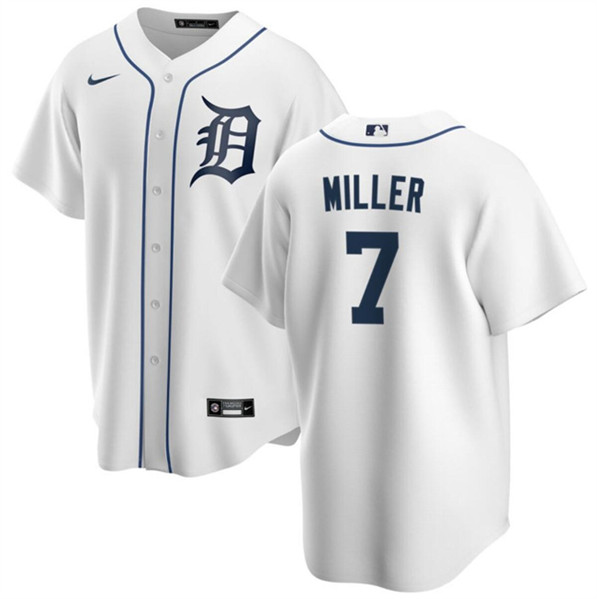 Men's Detroit Tigers #7 Shelby Miller White Cool Base Stitched Baseball Jersey