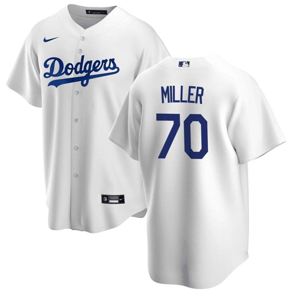 Men's Los Angeles Dodgers #70 Bobby Miller White Cool Base Stitched Baseball Jersey