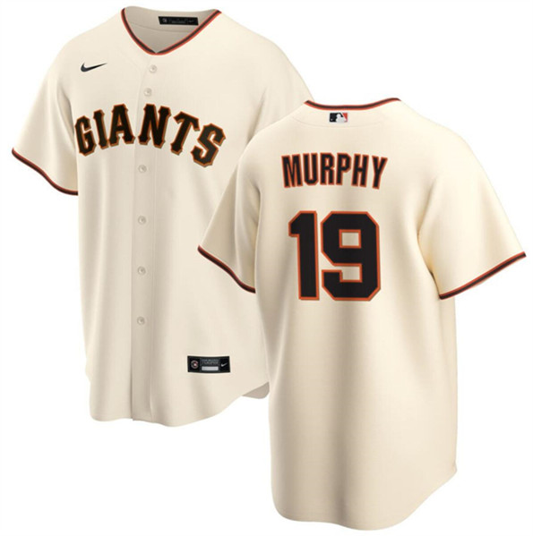 Men's San Francisco Giants #19 Tom Murphy Cream Cool Base Stitched Jersey