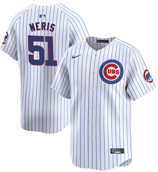 Men's Chicago Cubs #51 Héctor Neris White Cool Base Stitched Baseball Jersey